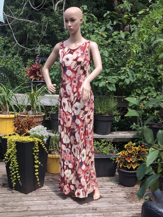 Votre Nom Dresses & Skirts - Vintage 90's Votre Nom Maroon Cream And Blue Floral Maxi Dress Made In France 38